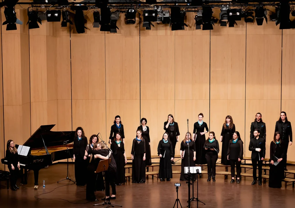 The Vikra Chamber Choir performing at the Kulturni dom Nova Gorica