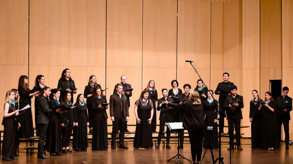 The Vikra Chamber Choir performing at the Kulturni dom Nova Gorica