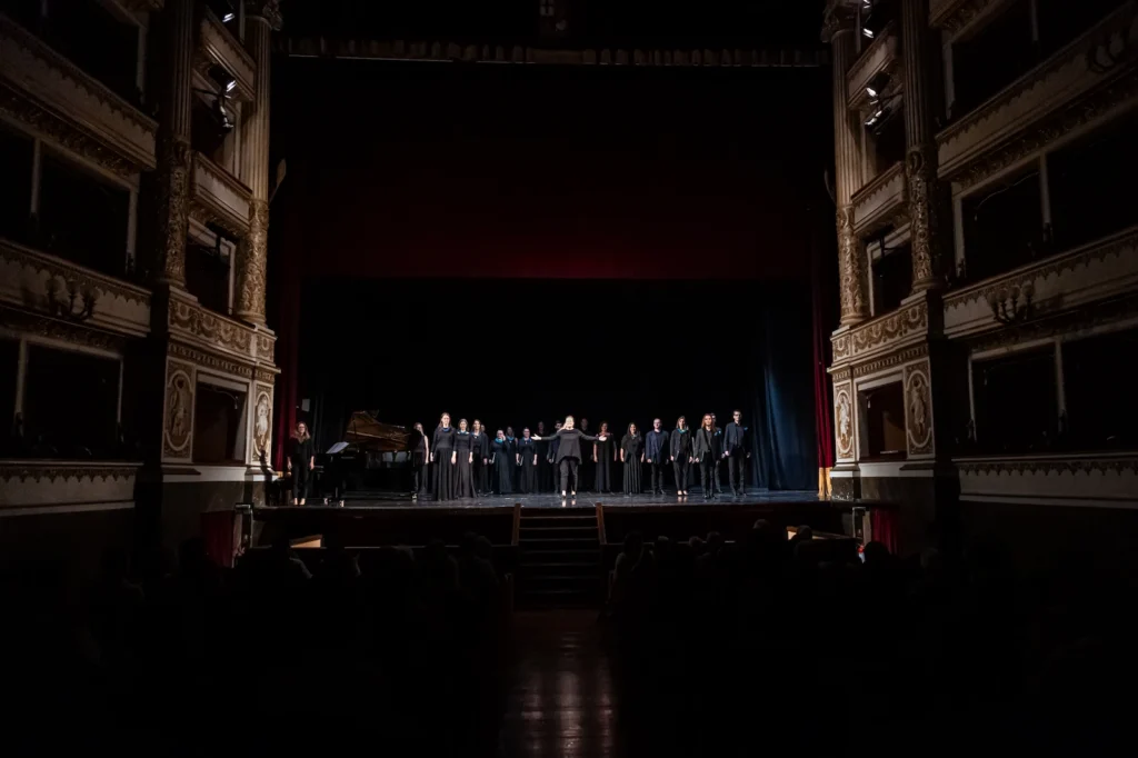 The Vikra Chamber Choir on stage in Orvieto